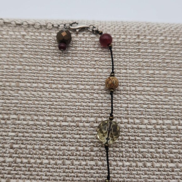 18 Inch Sterling Silver And Cord Handmade Various Stones Necklace A1859 - Picture 4 of 7